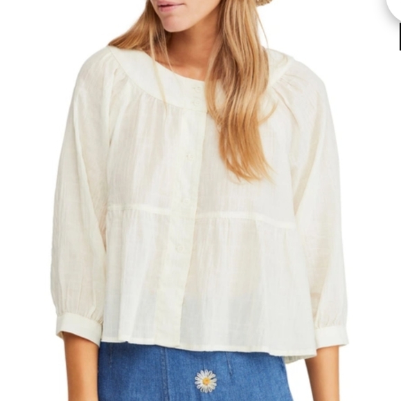 Free People Flowy Boho Hippie Summer Blouse - Picture 3 of 10